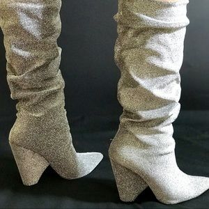 Silver glitter booties